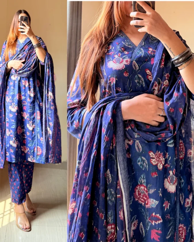 Jaipuri Cotton Three Piece Set